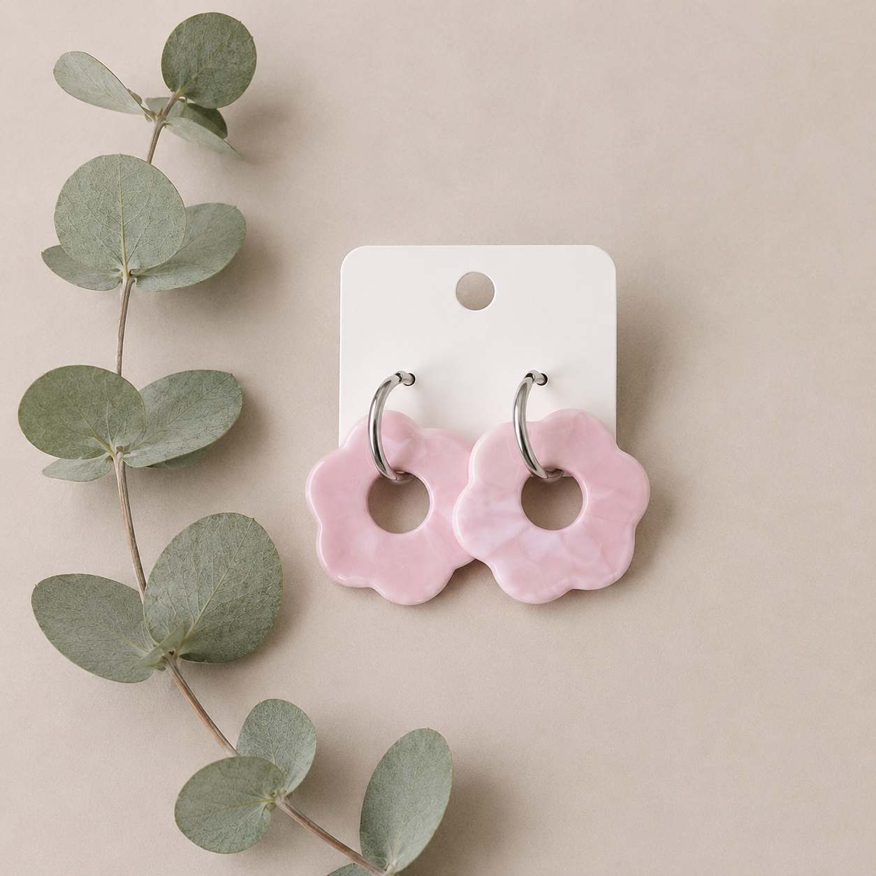 Ohrringe rosa Blume